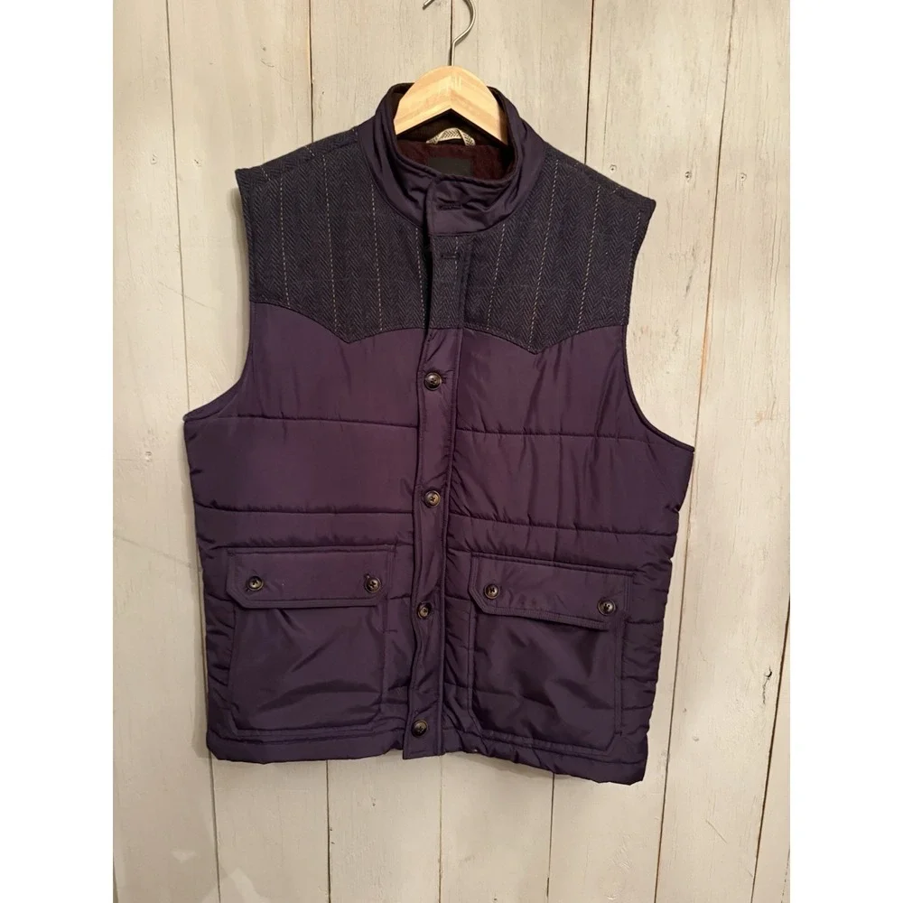 Ted‎ Baker Puffer Quilted Gilet Vest Full Zip Button Western Navy Blue Sz-6(XL)